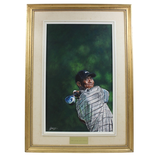 Rare Original Tiger Woods 2000 'Swing Of A Champ' Golf Painting by Famed Artist G Gratton