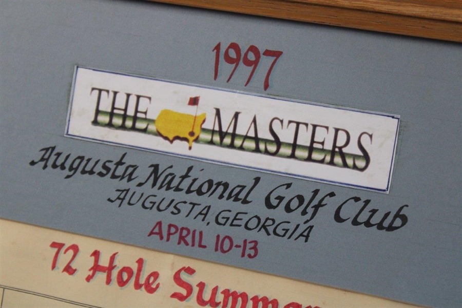 1997 Masters Hand Painted Tiger Woods Portrait & 72 Hole Summary by Artist Jack Sneiderman