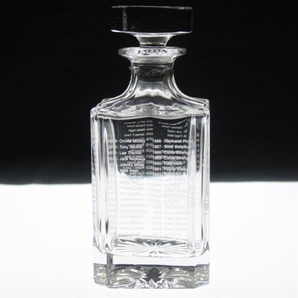 2004 US Open at Shinnecock Hills Heavy Lead Crystal Decanter - 1895-2003 Winners Inscribed