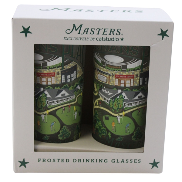 2024 Masters Tournament Berckmans Place Catstudio Frosted Drinking Glasses in Original Box 