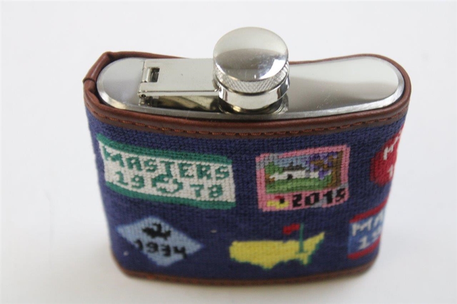 2024 Masters Tournament Logo Masters Badge Hand-Stitched Needlepoint Flask in Original Box