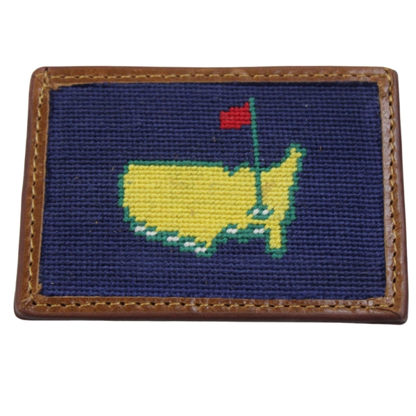 2024 Masters Tournament Logo Navy Hand-Stitched Needlepoint CC Wallet in Original Box