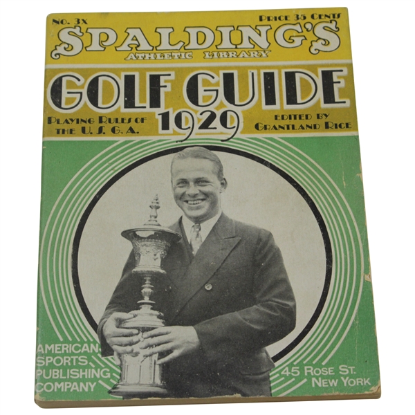 Bobby Jones Cover 1929 Spalding's Athletic Library Golf Guide No. 3x - Edited by Grantland Rice