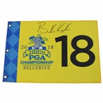 Brooks Koepka Signed 2018 PGA Championship at Bellerive Yellow Screen Flag JSA ALOA