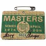 Gary Player Signed 1974 Masters Tournament SERIES Badge #6624 JSA ALOA