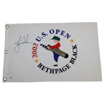Tiger Woods Signed 2002 US Open at Bethpage Black Embroidered Flag PSA/DNA #Q05800
