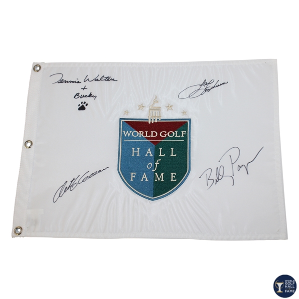 Goosen, Stephenson, Payne & Walters Signed World Golf Hall of Fame Flag JSA ALOA