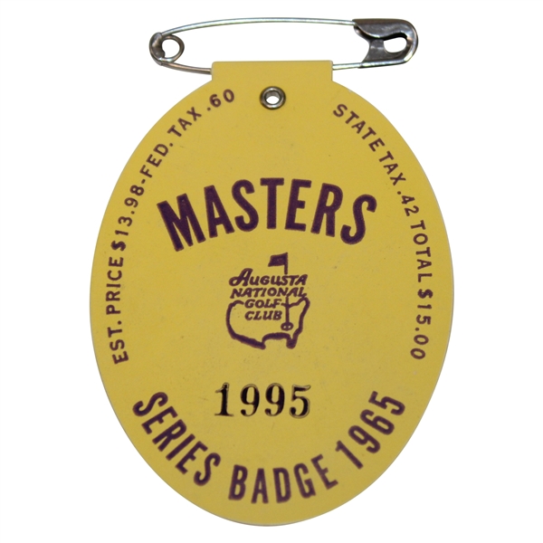 1965 Masters Tournament SERIES Badge #1995 - Jack Nicklaus Winner