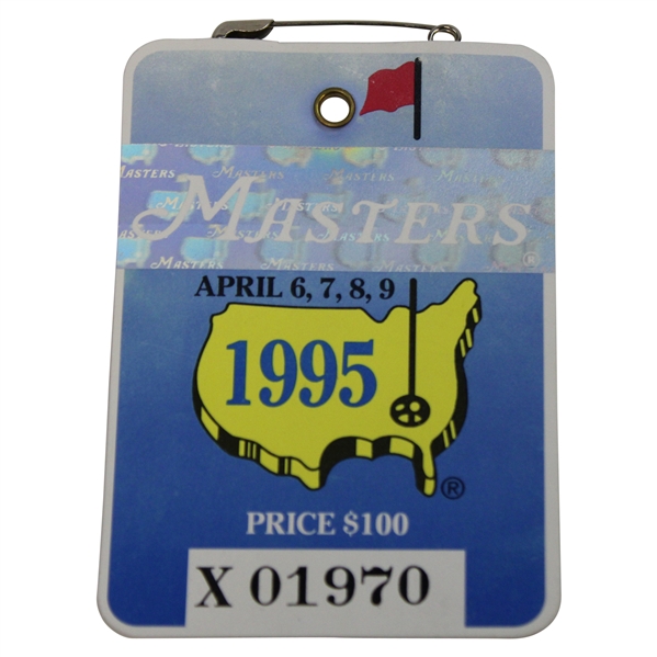 1995 Masters Tournament SERIES Badge #01968 - Tiger Woods Masters Debut & Ben Crenshaw Winner