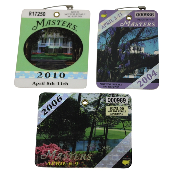 2004, 2006 & 2010 Masters Tournament SERIES Badges - Phil Mickelson Winner