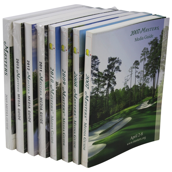 Eight (8) Masters Tournament Official Media Guide Books - 2007-2013 & 2019