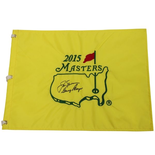 Jack Nicklaus & Gary Player Signed 2015 Masters Embroidered Flag JSA ALOA