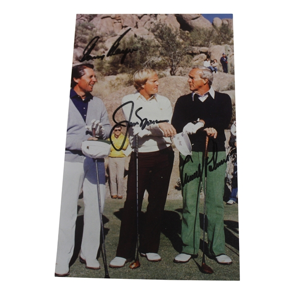 Big Three Palmer, Nicklaus & Player Signed Photo JSA ALOA