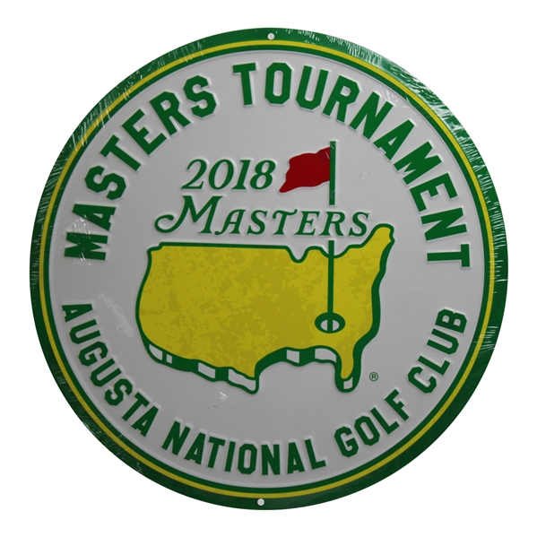 2018 Augusta National GC Masters Tournament Round Metal Wall Sign - Unopened