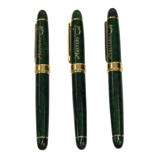 Three (3) Masters Tournament Emerald Green & Gold Ballpoint Pens