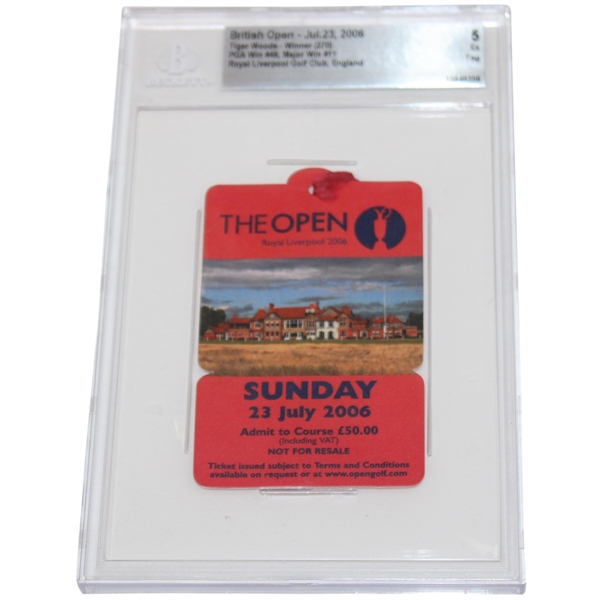 2006 Open Championship at Royal Liverpool Series Badge - Tiger Win - Beckett EX 5