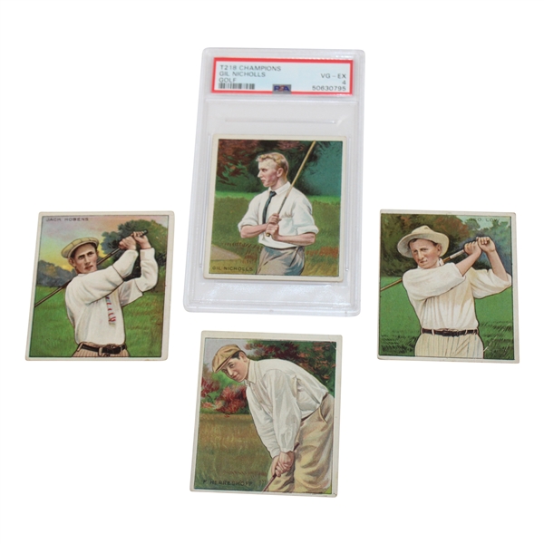 Four (4) Mecca Cigarette Golf Cards 1 Gill Nicholls T218 Champions PSA 4