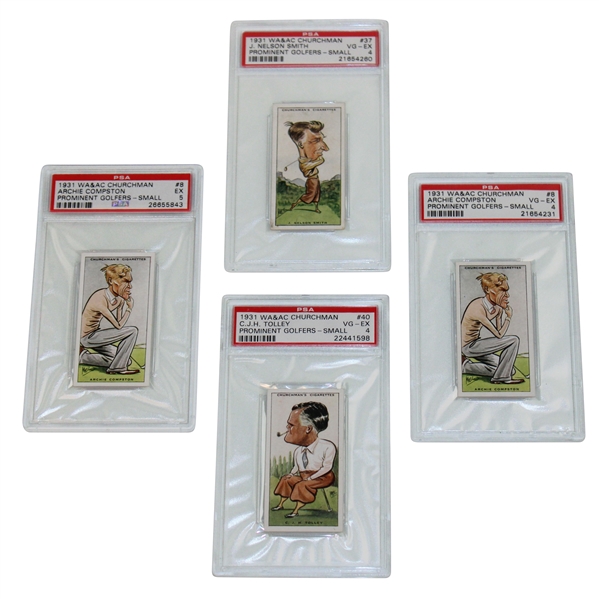 Four (4) PSA Graded Churchman Prominent Golfers Cards