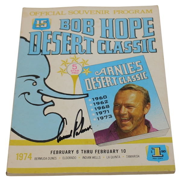 Arnold Palmer Signed 1974 Bob Hope Desert Classic Official Souvenir Program JSA ALOA