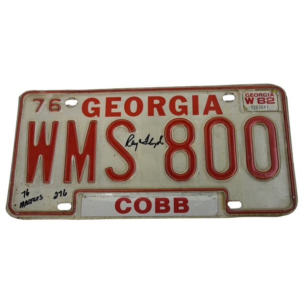 Ray Floyd Signed 1976 Georgia License Plate with 76 Masters -276 JSA ALOA