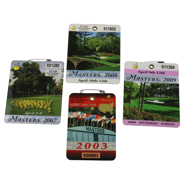 2003, 2007, 2008 & 2009 Masters SERIES Badges - Weir, Johnson, Immelman & Cabrera