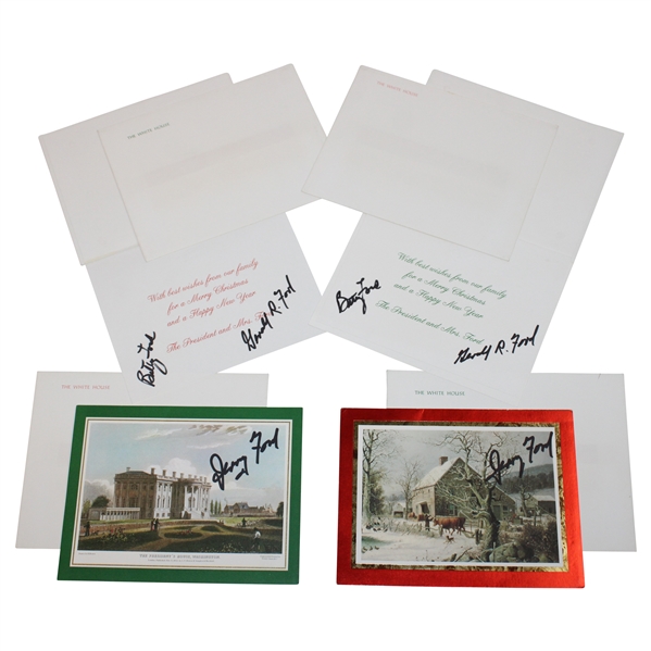 Four (4) President Gerald Jerry Ford Signed Holiday Cards - Two w/Betty JSA ALOA