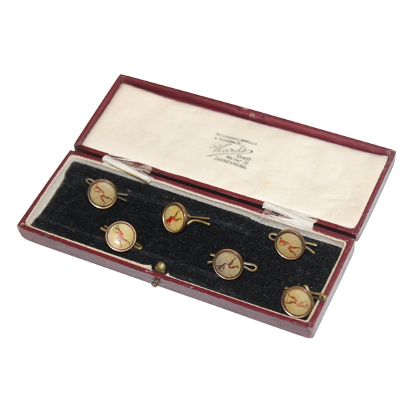 Six (6) Brass Golf Buttons in Original Box