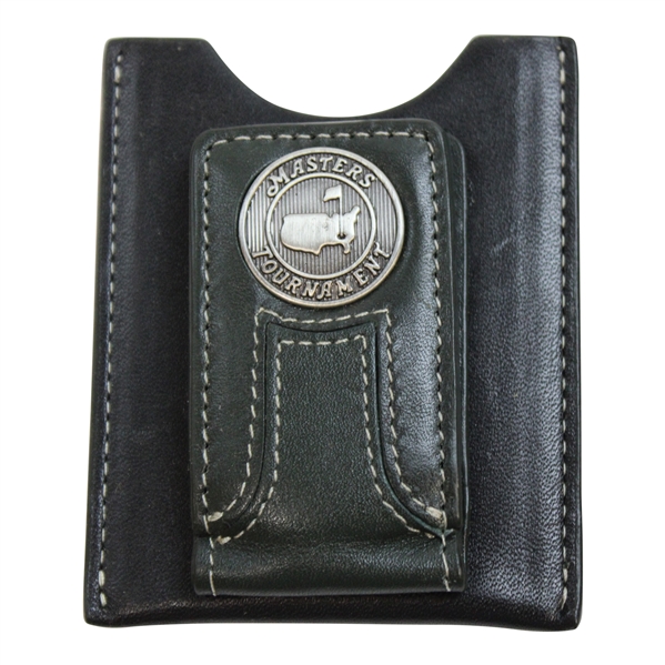 Masters Tournament Logo Dk Green Leather Money Clip/Wallet with Pewter Logo