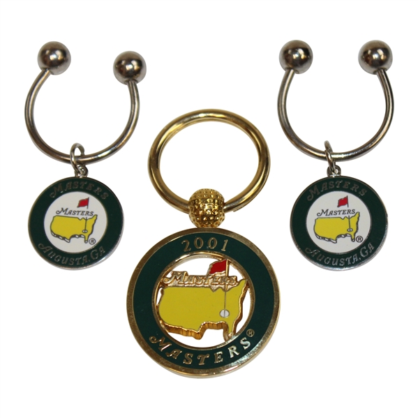 2001 & Two(2) Masters Tournament Green w/Yellow Logo Keychains