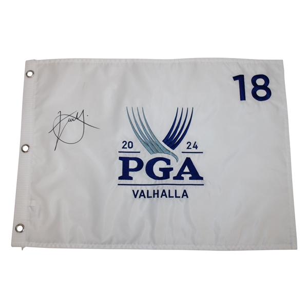 Xander Schauffele Signed 2024 PGA Championship at Valhalla Embroidered White Flag JSA ALOA