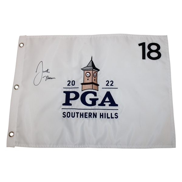 Justin Thomas Signed 2022 PGA at Southern Hills Embroidered White Flag JSA ALOA