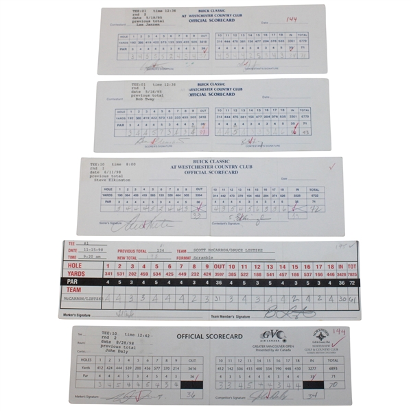 Daly, Couples, Kite & Seven Others Signed 1995/1998 GVC/Buick/Shootout Used Scorecards