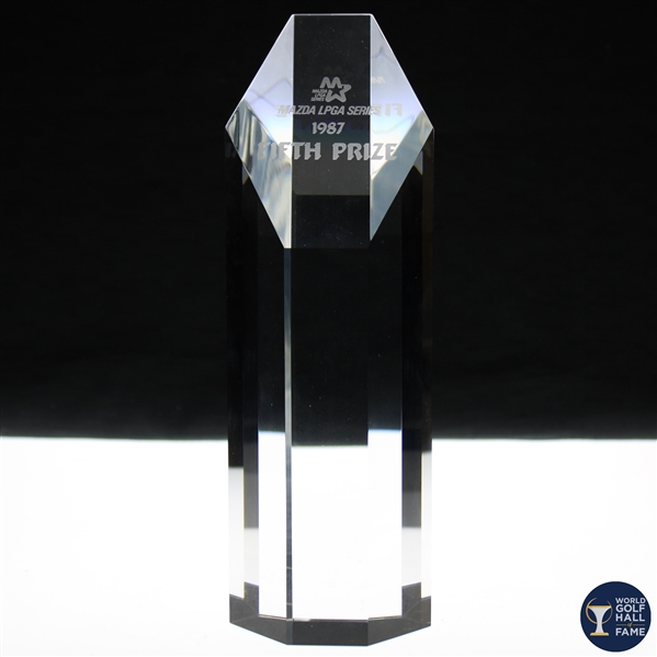 1987 Mazda LPGA Series Fifth Prize Glass Trophy - WGHoF Collection