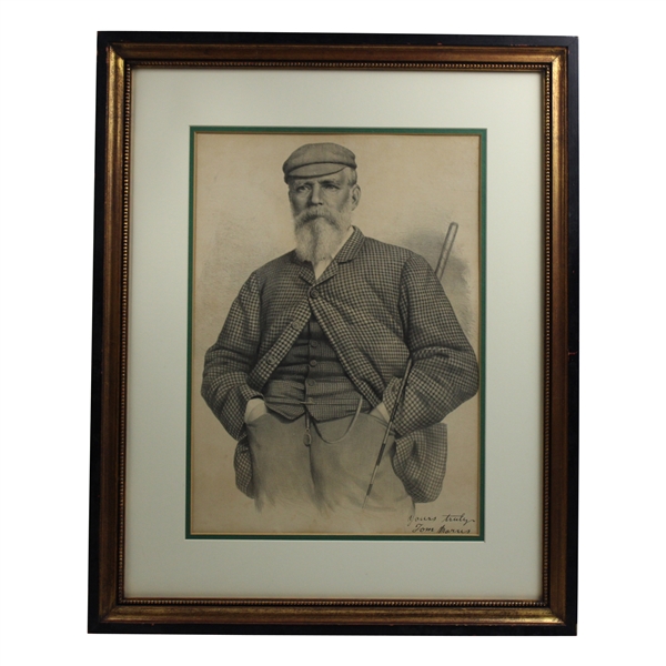 1900s Framed Matted Photo Engraving Of Old Tom Morris