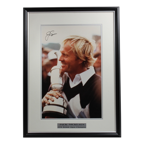 Jack Nicklaus Signed Framed Double Matted Claret Jug Photo JSA ALOA