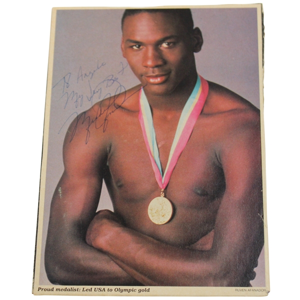 Michael Jordan Signed 1984 Magazine Page Of Jordan Wearing His Gold Medal JSA ALOA