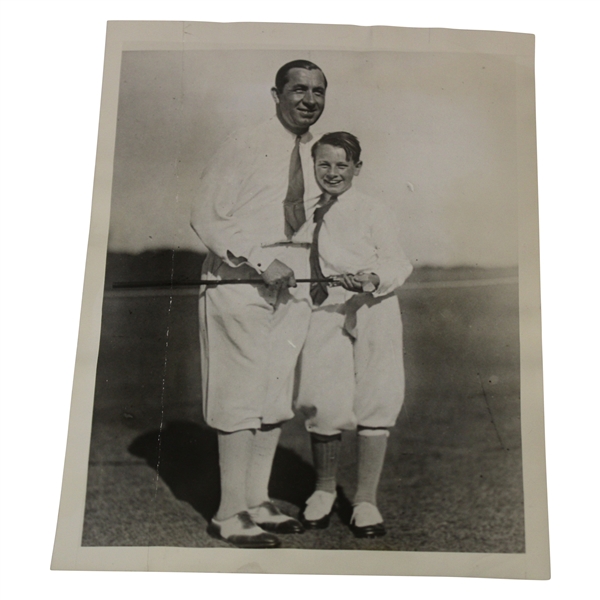 1930 Walter Hagen Sr, & Jr. Laughing Wire Photo