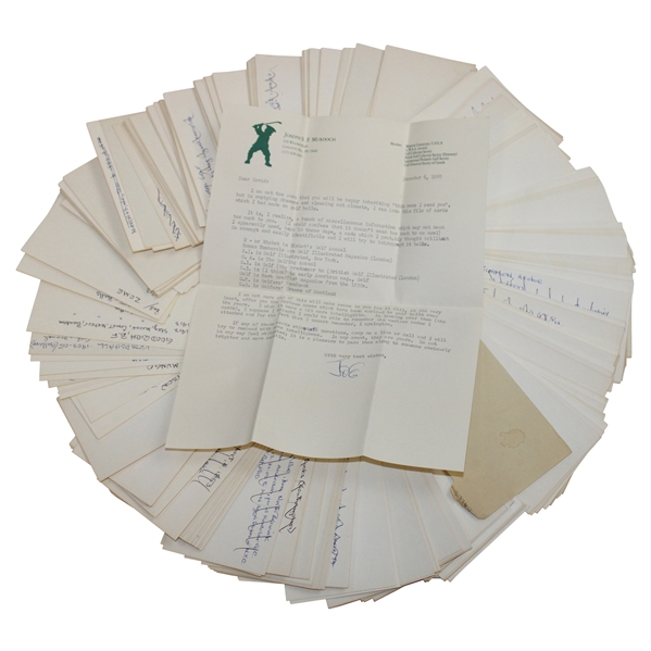 Large Group Of Index Cards About Vintage Golf Balls Compiled By Joe Murdoch With Signed Letter