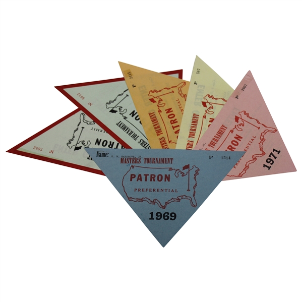 Six (6) Masters Tournament Patron Parking & Preferential Permits From Years 1969-1976