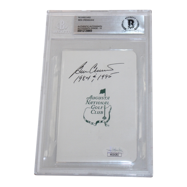 Ben Crenshaw Signed & Inscribed Augusta National Scorecard Beckett 10 