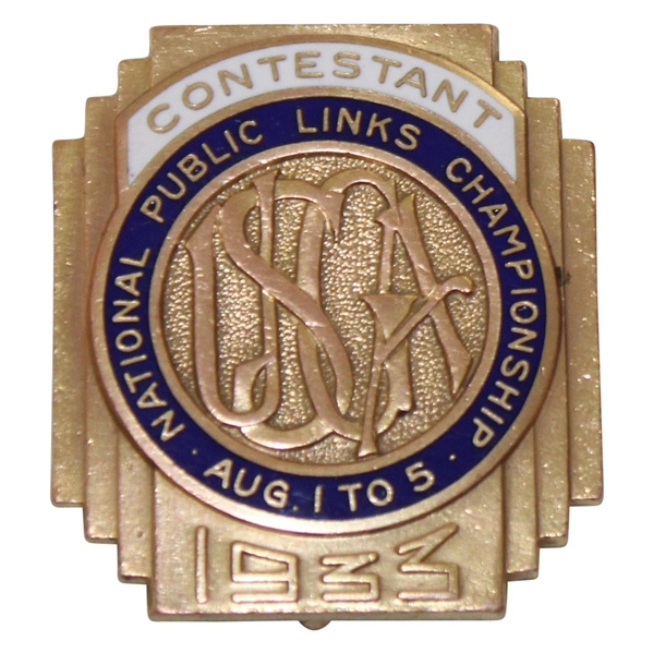 1933 USGA National Public Links Contestant Badge