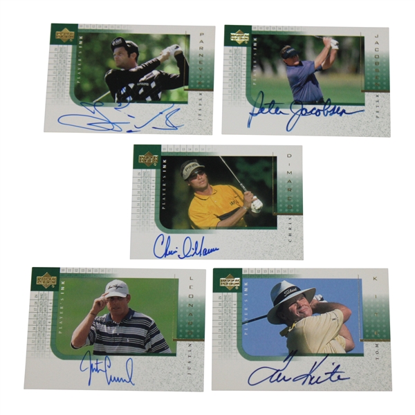 Parnevik, Leonard, Jacobsen, Dimarco & Kite Signed 2001 Upper Deck Players Ink Cards