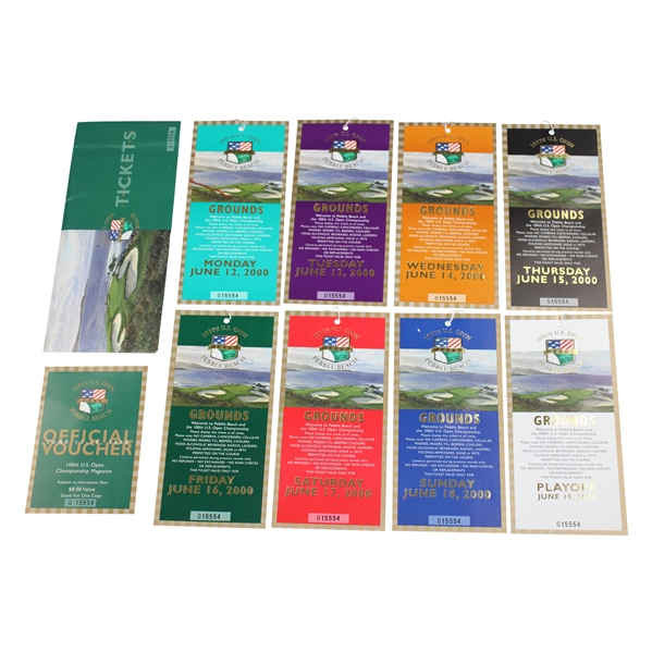 Complete 2000 US Open at Pebble Beach Ticket Set plus Voucher - Tiger Woods Win