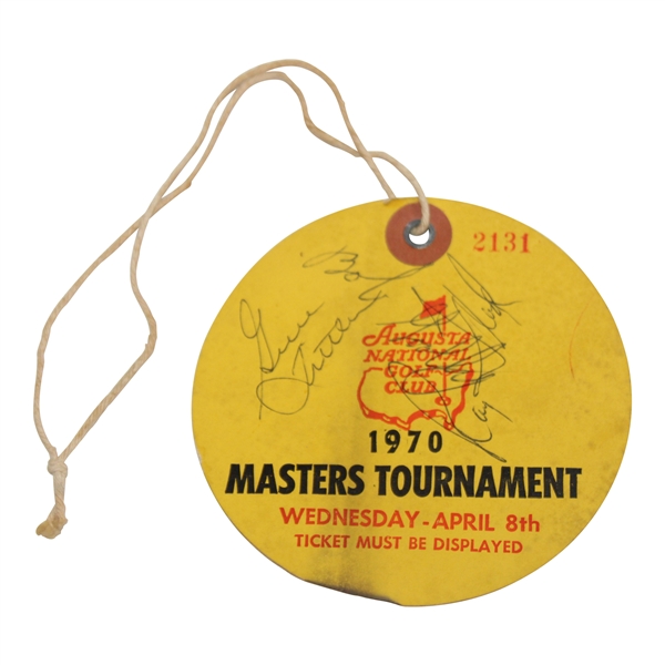 Goalby, Floyd, Littler, Sikes, Ziegler & Geiberger Signed 1970 Masters Wed. Ticket #2130 JSA ALOA