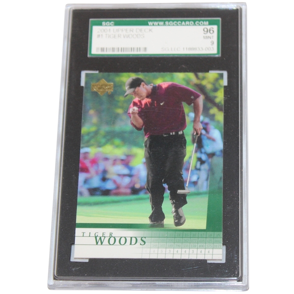 Tiger Woods 2001 Upper Deck Golf Card #1 SGC 96 MINT-9