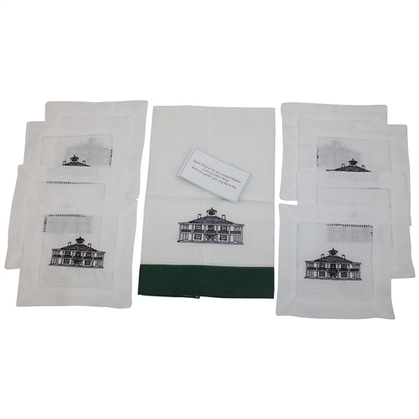 Augusta National Guest Towel & Linen Cocktail Napkins Clubhouse (8) With Card