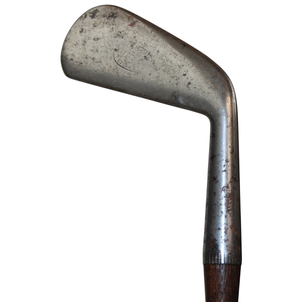 B.G.I. Smooth Face Iron "w" Stamped In Hozel w/Horsehide Grip & Shaft Stamp Circa 1905