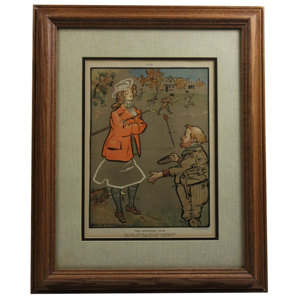 1900 The Downward Path Vintage Golf Cartoon By Frank A. Nankivell - Framed