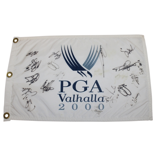 Multi-Signed PGA Championship at Valhalla White Screen Flag JSA ALOA