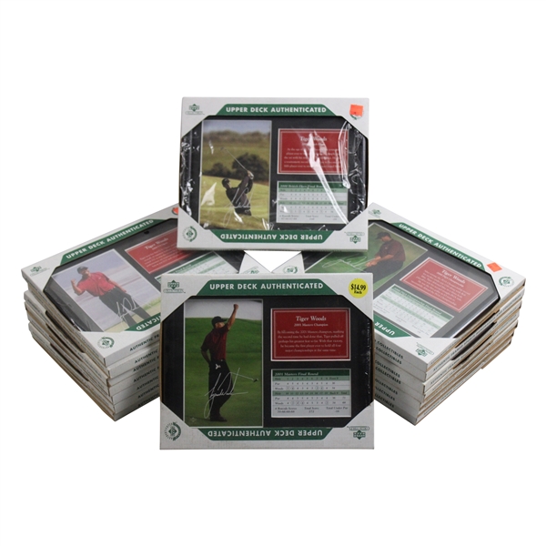 Sixteen (16) Tiger Woods Upper Deck Collectible Grand Slam Framed Displays 